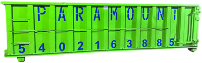 Paramount green roll-off dumpster — 10-Yard Dumpster